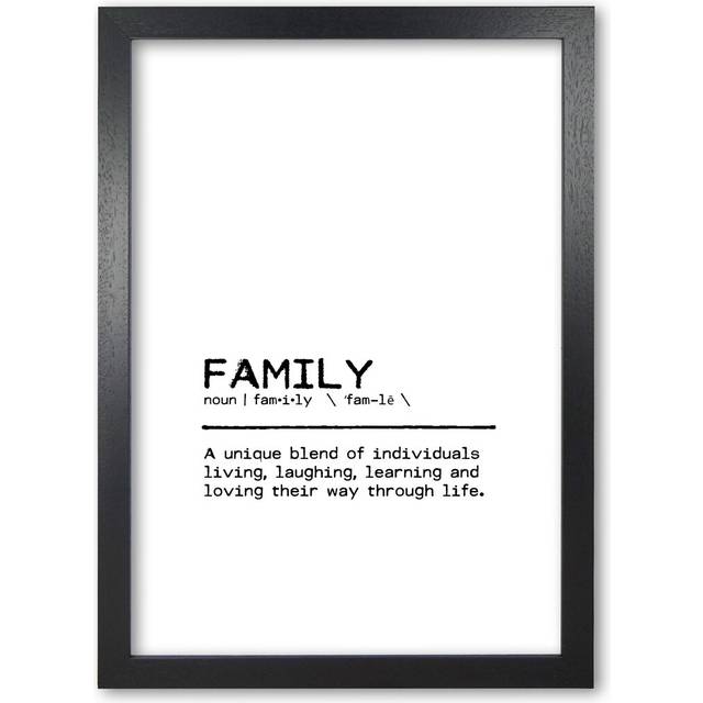 Family Unique - Typography Print on Paper - Black Grain Frame (30 cm H x 21 cm W x 5 cm D)