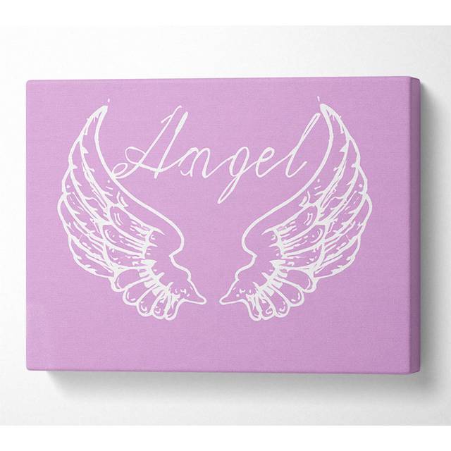 Angel Wings 4 Pink - Wrapped Canvas Art Prints - Multicolour (50.8cm H x 81.3cm W x 10cm D)