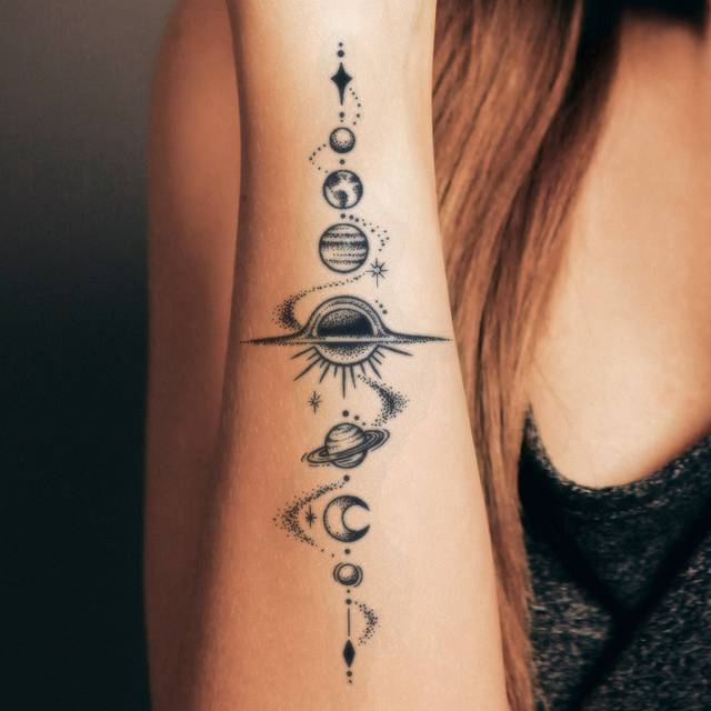 SHEIN Tattoo Sticker,1 Sheet Planet Pattern Temporary Tattoos For Women,Tattoo Stickers Adults,Realistic Tattoo Planet ,For Women And Girls