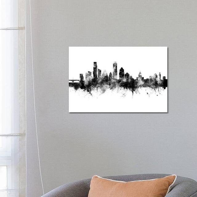 Austin Texas Skyline Black And White - Print - Wrapped Canvas (66.04 cm H x 45.72 cm W x 1.91 cm D)