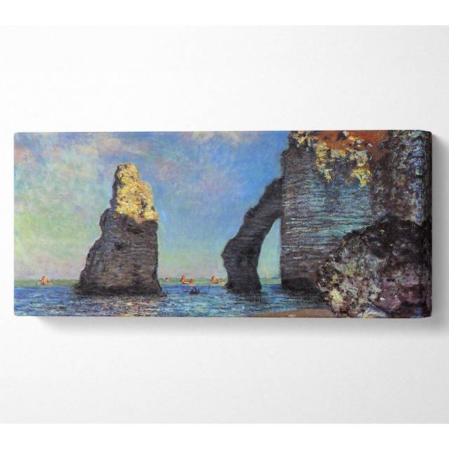 Monet The Rocky Cliffs Of Etretat Panoramic Canvas - Multicolour (50.8cm H x 121.9cm W x 10cm D)