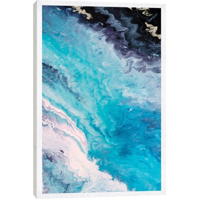 &#39;Shore Line from Above&#39; by Eva Watts - Floater Frame Graphic Art Print on Canvas - White Framed (66.04cm H x 45.72cm W x 3.81cm D)