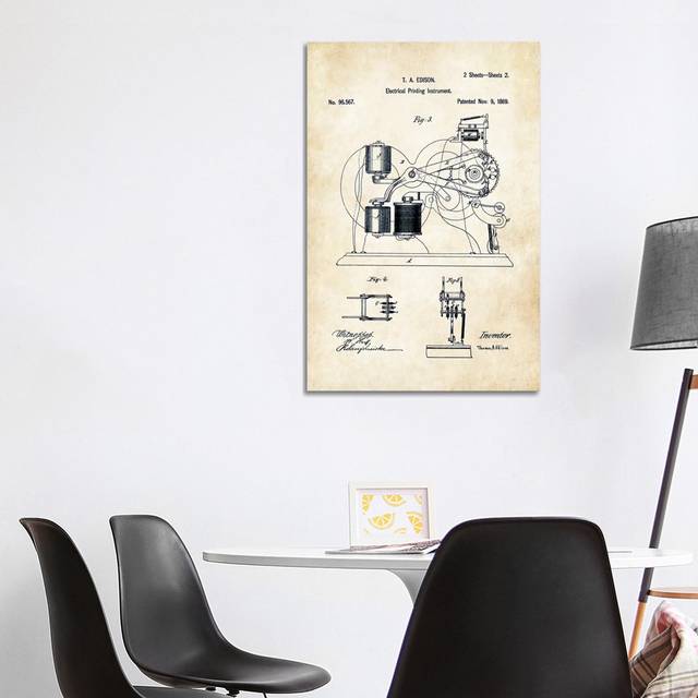 Edison Ticker Tape by Patent77 - Wrapped Canvas Art Prints (101.6 cm H x 66.04 cm W x 1.91 cm D)
