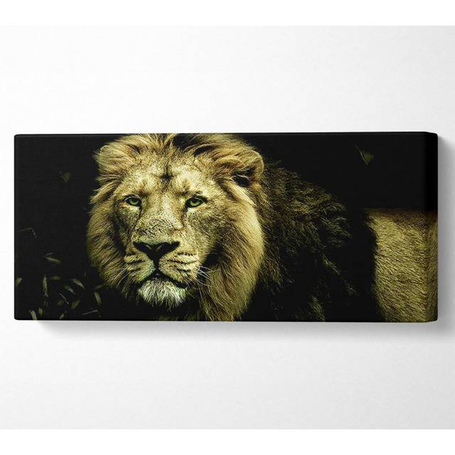 King of the Jungle Stare - Wrapped Canvas Art Prints - Beige;Multicolour (71cm H x 162.5cm W)