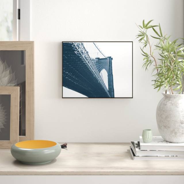 'Brooklyn Bridge' Framed Photograph on Canvas - Black Floater Framed (76cm H x 102cm W)