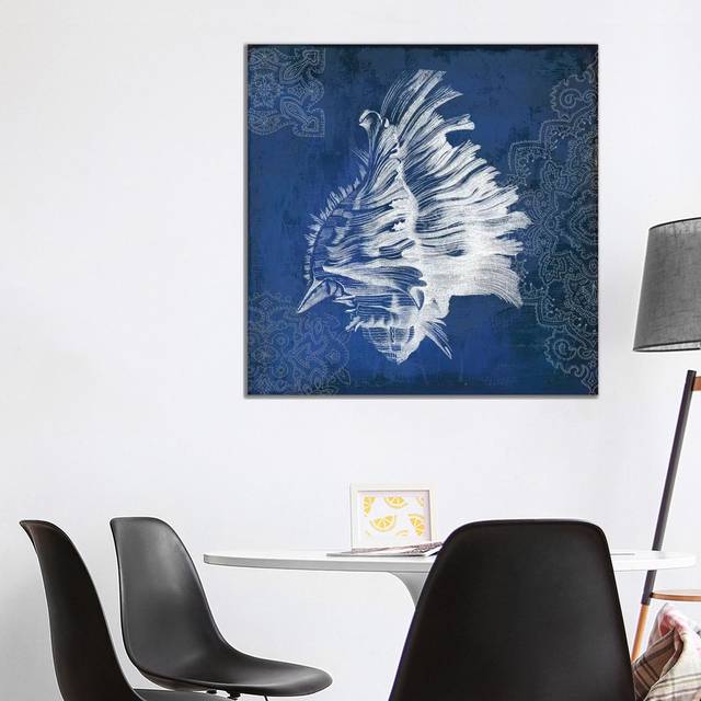 Navy Shell II by PI Studio - Wrapped Canvas Graphic Art (93.98cm H x 93.98cm W x 3.81cm D)