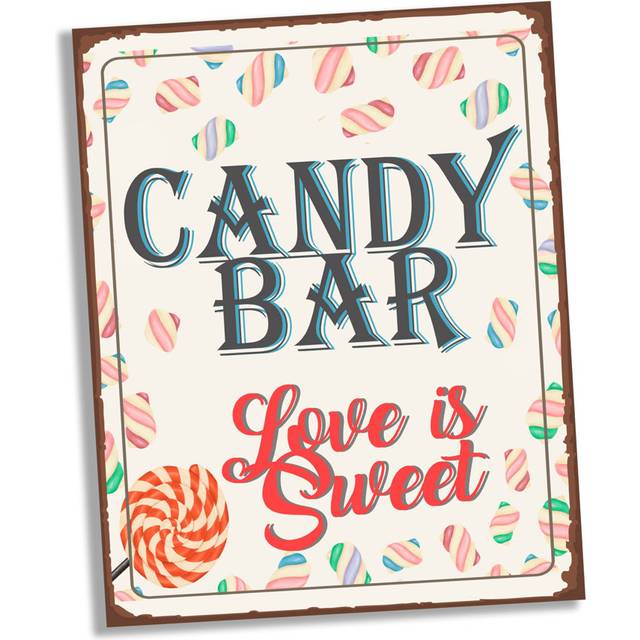 Candy Bar , Love Is Sweet - Metal Wall Sign (25cm H x 20cm W)