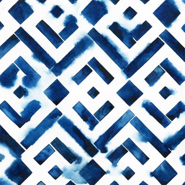 Cobalt Watercolor Tiles II by Grace Popp - Wrapped Canvas Art Prints (76cm H x 76cm W x 3.8cm D)