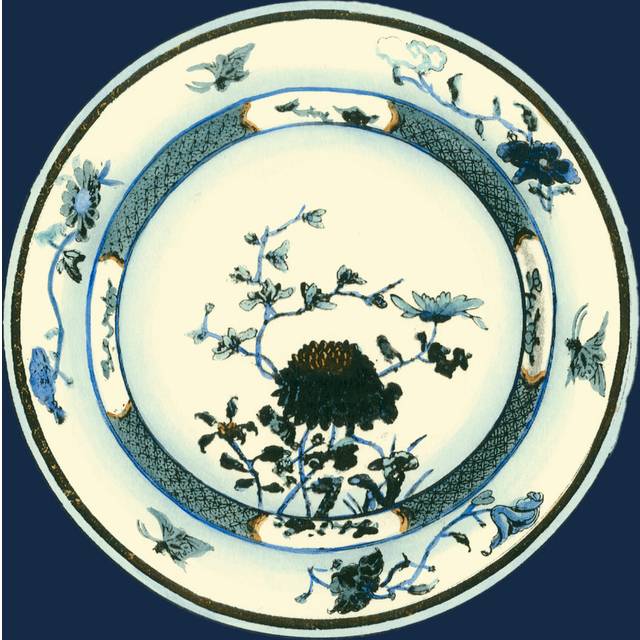 Porcelain Plate III - Wrapped Canvas Graphic Art (122cm H x 122cm W x 3.8cm D)