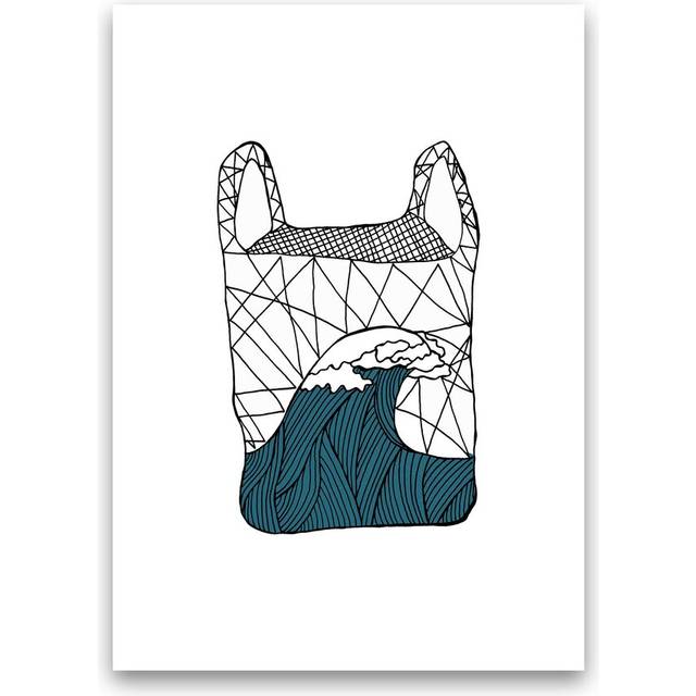 Plastic Bag Blue by Carissa Tanton - Graphic Art Print on Paper - Unframed (59cm H x 42cm W x 1cm D)
