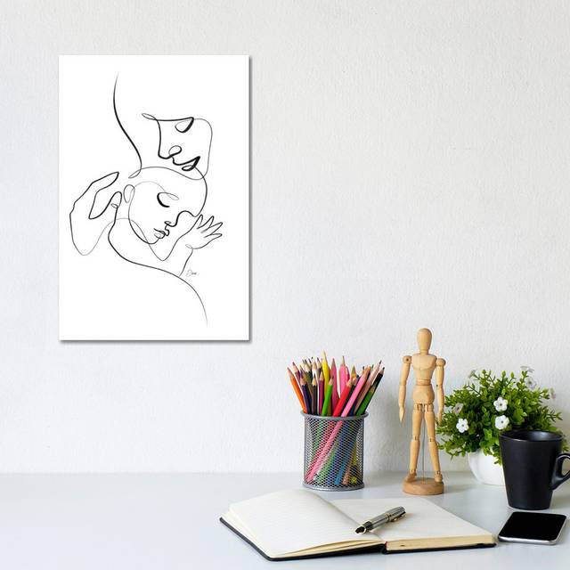 Newborn Nursery One Line Drawing by Dane Khy - Wrapped Canvas Drawing (30.48cm H x 20.32cm W x 1.91cm D)