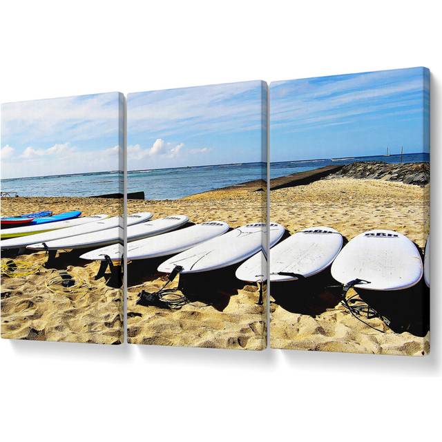Surfboard Pick - 3 Piece Wrapped Canvas Graphic Art - Multicolour (101.6cm H x 203cm W)