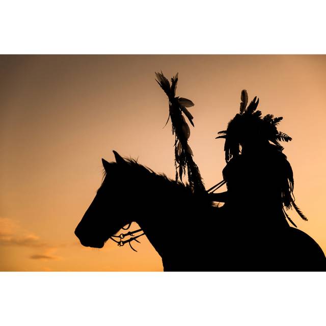 Indians Riding a Horse - Wrapped Canvas Photograph (30cm H x 46cm W x 3.8cm D)