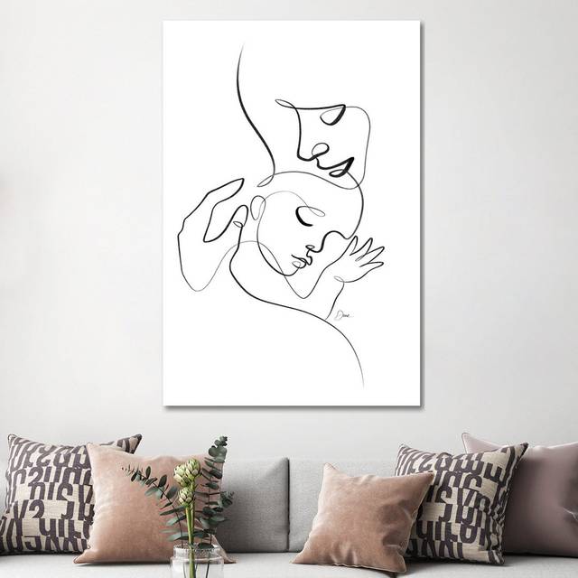Newborn Nursery One Line Drawing by Dane Khy - Wrapped Canvas Drawing (152.5 cm H x 101.5 cm W)