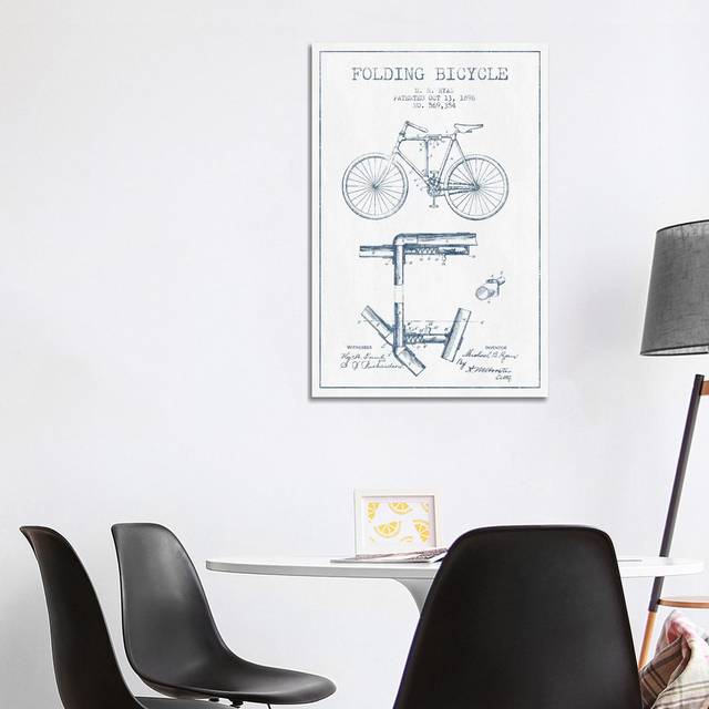 M.B. Ryan Folding Bicycle Patent Sketch by Aged Pixel - Wrapped Canvas Drawing (101.6cm H x 66.04cm W x 1.91cm D)