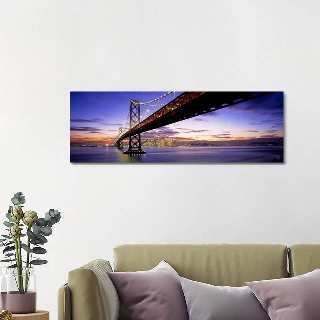 Twilight, Bay Bridge, San Francisco, California, USA - Wrapped Canvas Panoramic Graphic Art (121.92 cm H x 40.64 cm W x 1.91 cm D)