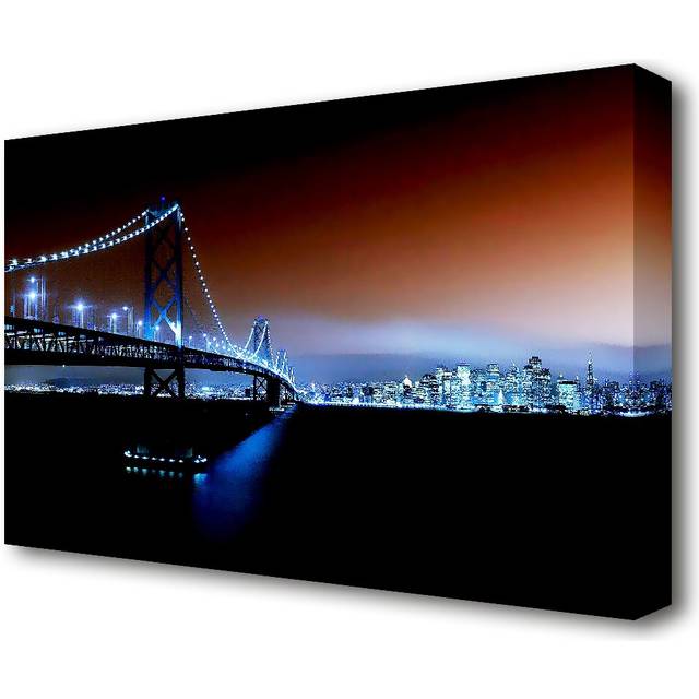 New York City Brooklyn Bridge City Skyline - Photographic Print on Canvas - Wrapped Canvas (35.6 cm H x 50.8 cm W x 4.4 cm D)