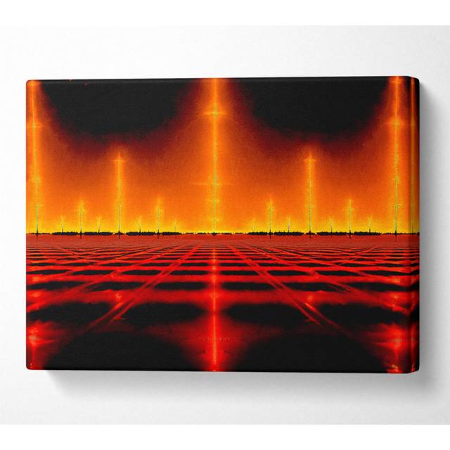 Electrical Fire Grid - Wrapped Canvas Art Prints - Multicolour (66cm H x 106.6cm W x 10cm D)