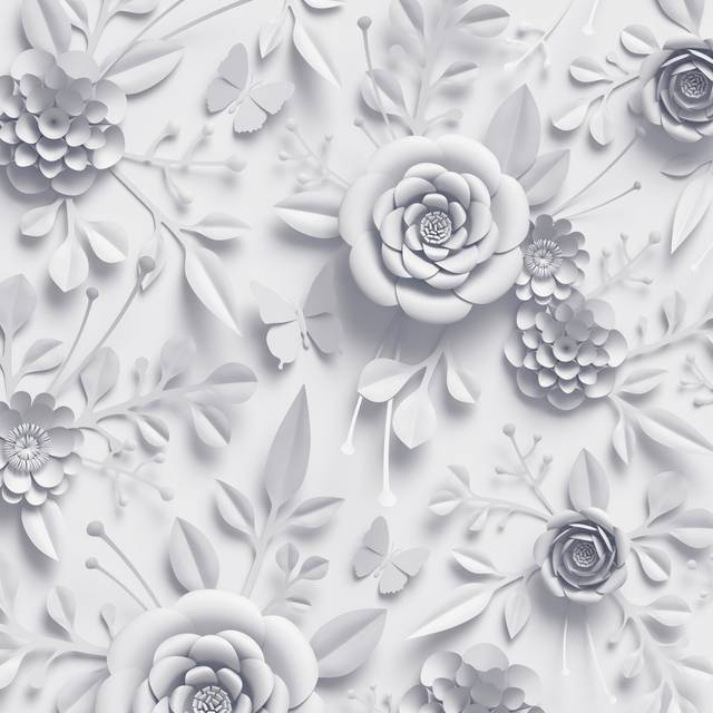 3D Rendering, White Paper Flowers - Wrapped Canvas Graphic Art (76.2cm H x 76.2cm W)