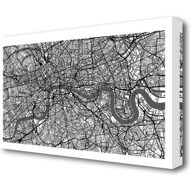 The Map of London Thames 4 London - Wrapped Canvas Graphic Art Print (66 cm H x 101.6 cm W x 4.4cm D)