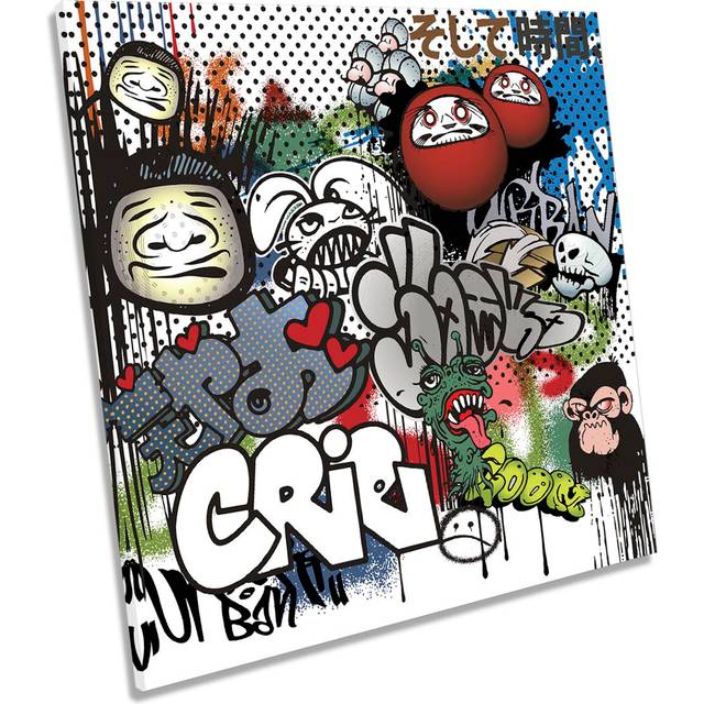 Modern Graffiti Tags - Wrapped Canvas Graphic Art (40.6cm H x 40.6cm W x 2cm D)