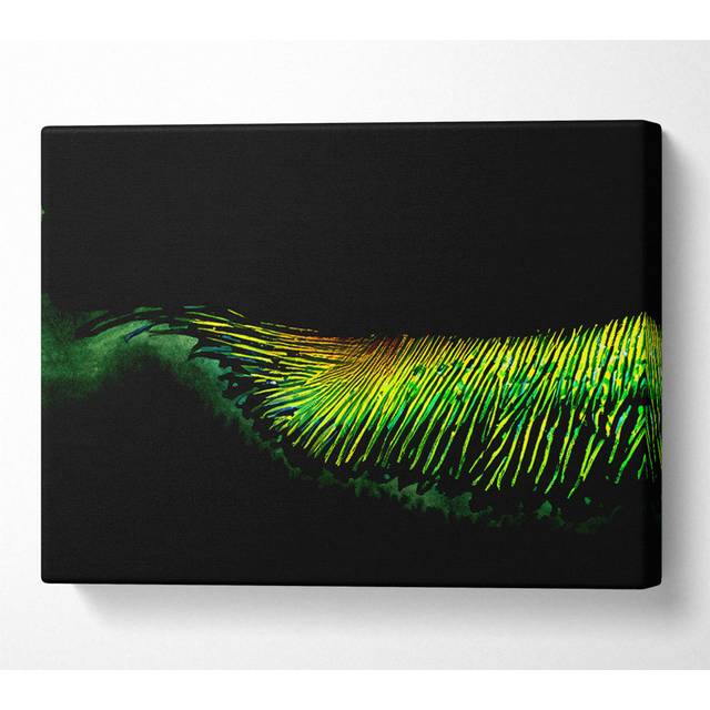 Vibrant Green Feather - Wrapped Canvas Art Prints - Multicolour (50.8cm H x 81.3cm W x 10cm D)