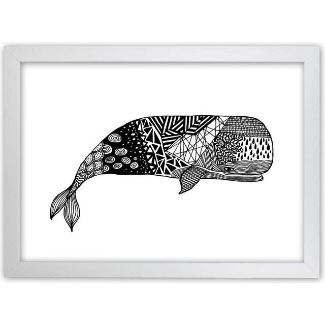 Whale Art Print By Carissa Tanton - White Framed (46cm H x 63cm W x 3cm D)
