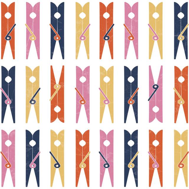 Colouredful Clothes Pins on White Distessed - Wrapped Canvas Graphic Art (122cm H x 122cm W x 3.8cm D)