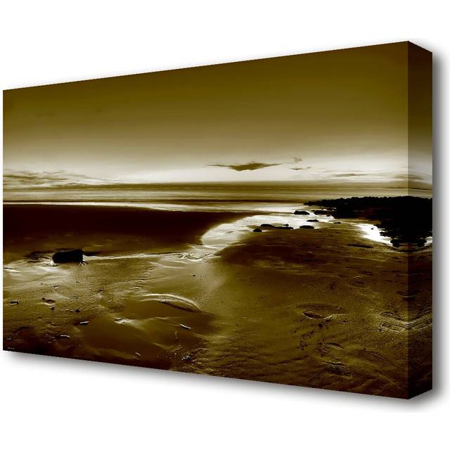 Calming Olive Ocean Sunset - Wrapped Canvas Photograph Print (50.8 cm H x 81.3 cm W x 4.4 cm D)