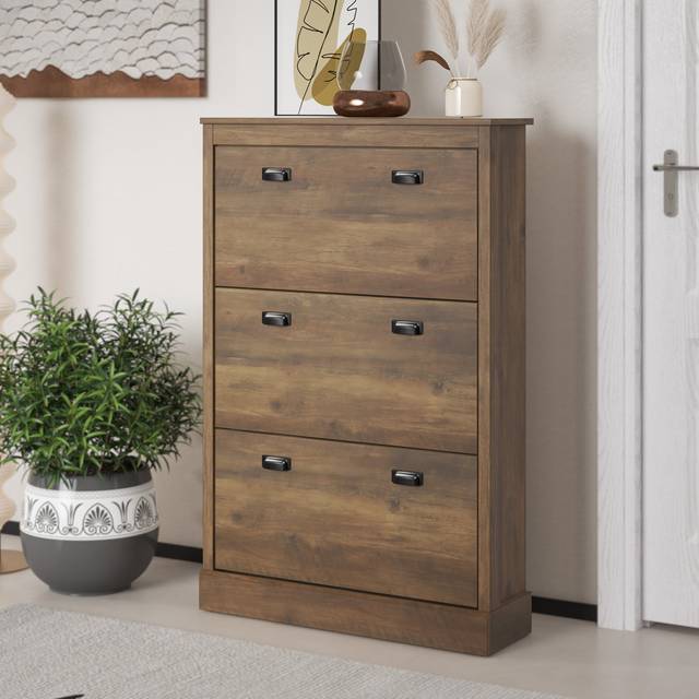 Bristol 3 Flip Door Shoe Storage - Knotty Oak (18)