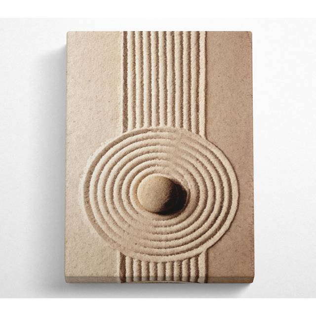 Circular Sand Script Zen - Wrapped Canvas Art Prints - Multicolour (106.6cm H x 66cm W x 10cm D)