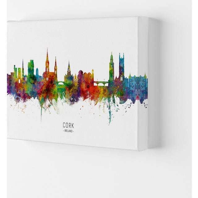 Cork Ireland Skyline by Michael Tompsett - Graphic Art - Wrapped Canvas (21cm H x 29.7cm W x 4cm D)