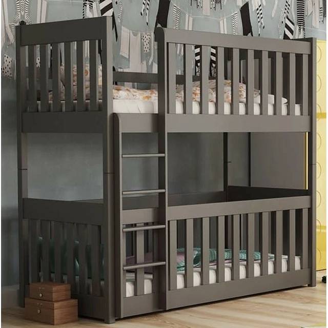 Nicholes Single (3') Standard Bunk Bed and Mattress - Graphite