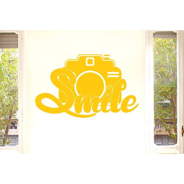 Smile At The Camera Wall Sticker - Dark Yellow (Medium)