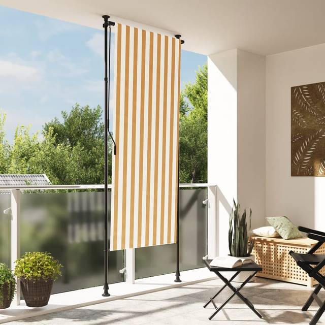 vidaXL Outdoor Roller Blind Roller Shade Orange and White Fabric and Steel