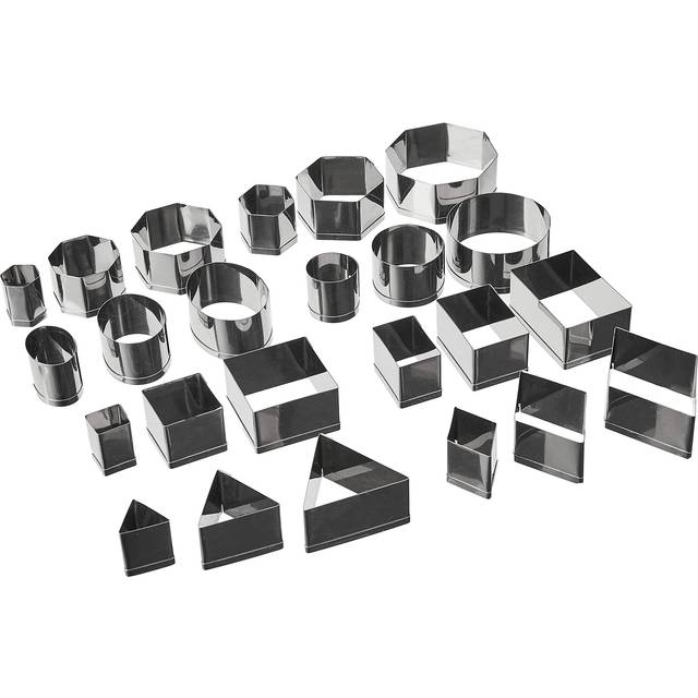 Stainless Steel Geometric Shapes Cutters - Set of 24 - Grey