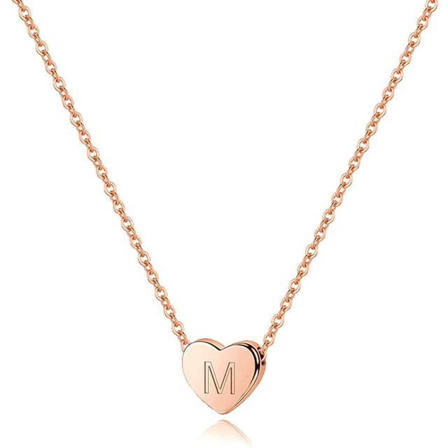 Initial M Necklace Jewelry for Girls  Rose Gold Plated 925 Sterling Si