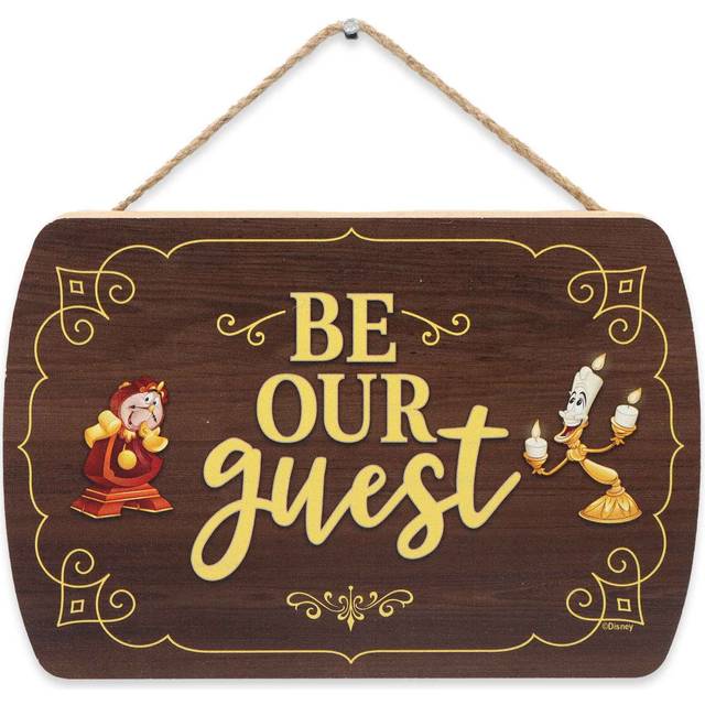 Disney Beauty and The Beast Be Our Guest Hanging Wood Wall Decor - Fun