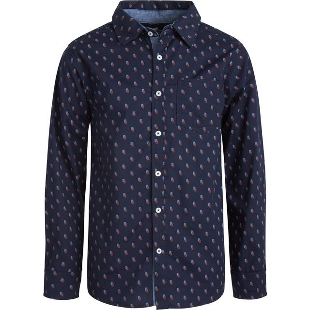 Ben Sherman Boys' Long Sleeve Button Down Collared Dress Shirt  Size 18  Navy Shapes