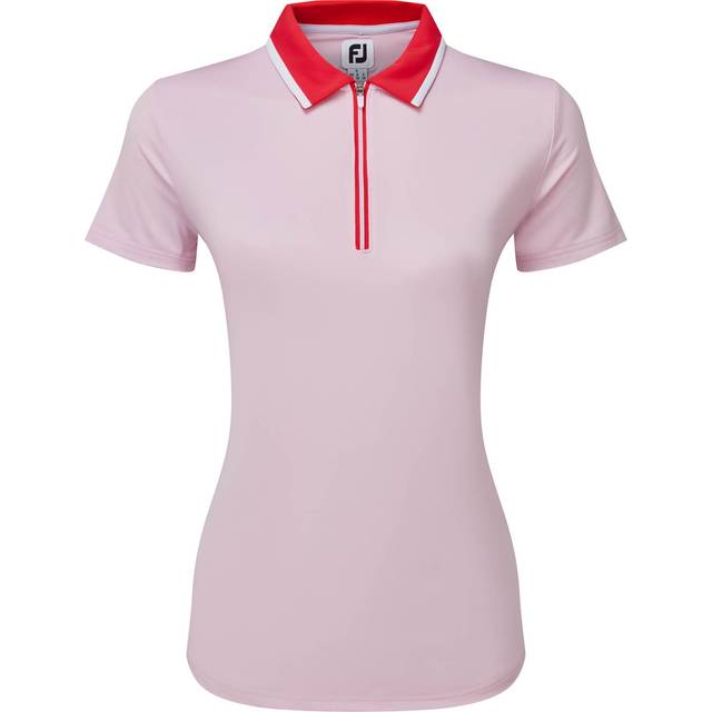 Footjoy Womens Colour Block Lisle Golf Shirt - Pink/Red / Medium