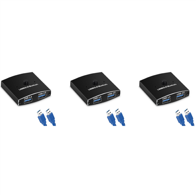 3X USB 3.0 Switch Selector KVM Switch 5Gbps 2 in 1 Out USB Switch USB 3.0 Two-Way Sharer for Printer Keyboard Mouse