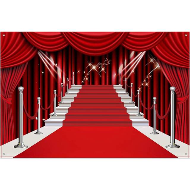 Red Curtain Backdrop Banner, Red Carpet Fabric Photography Backdrop Photo Background Studio Prop for Decorations