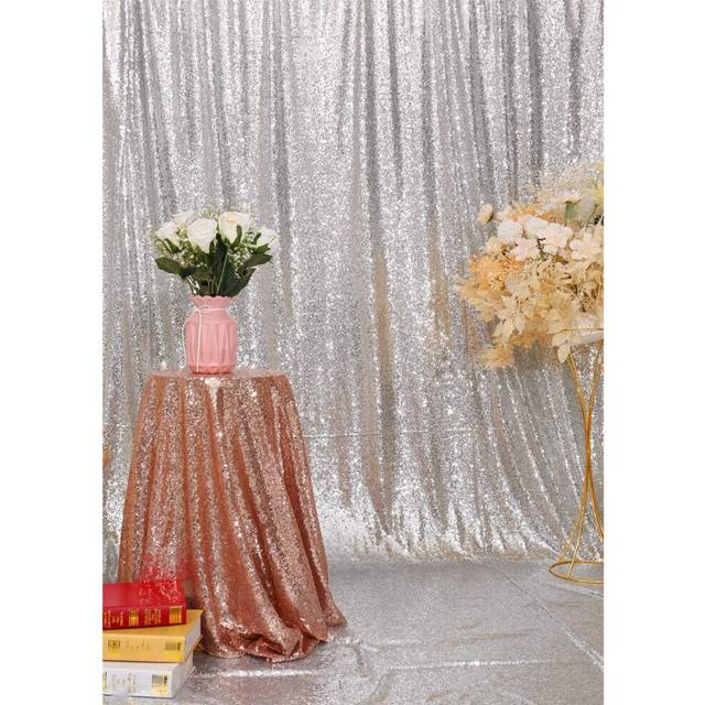 Eternal Beauty 152x182cm Silver Shinny Sequin Photography Backdrop Party Prom Wedding Youtobe Banquet Photo Backdrop (5x6 feet,Silver)