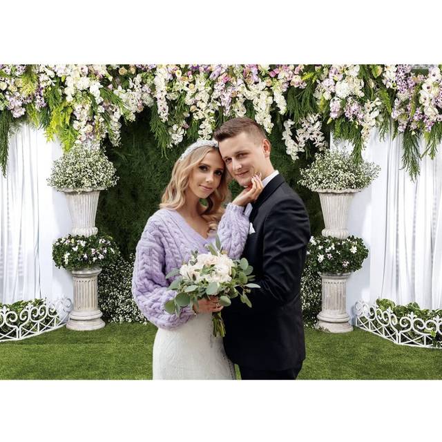 Floral Wall Backdrop 7X5FT GREEN Grass & Flower Curtain Party Backdrop