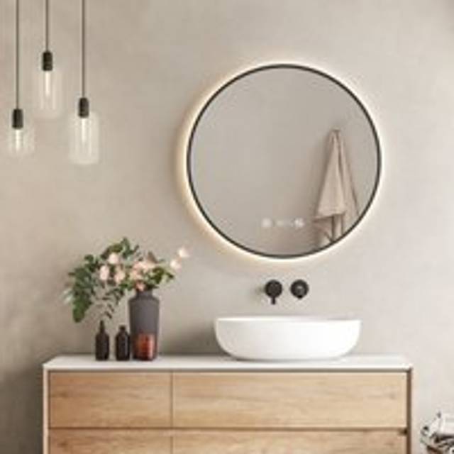 Emke - Smart Bathroom Mirror with Led Lights, 600mm Dimmable Illuminated Backlit Bathroom Mirror with Demister, Touch, Brightness Memory, Automatic