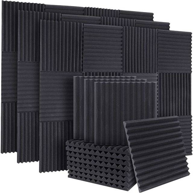 50Pcs Acoustic Soundproof Foam Sound Absorbing Panels Sound Insulation Panels Wedge for Studio Walls Ceiling,1X12X12Inch