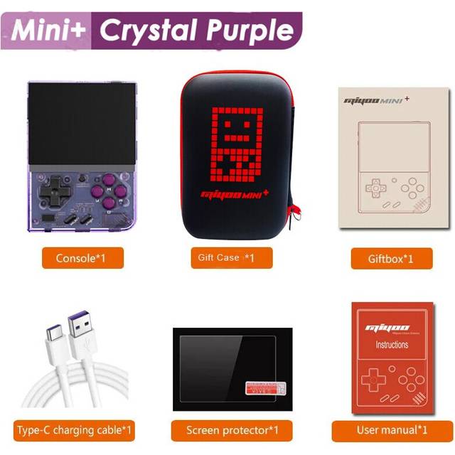(purple T) 2023  Mini Plus Portable Retro Handheld Game Console 3.5-inch IPS HD Screen