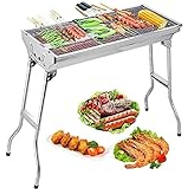 BBQ Grill, Uten Stainless Steel BBQ, Charcoal Grill, Portable Folding Charcoal Barbecue Grill for Outdoor Cooking Camping Hiking Picnics