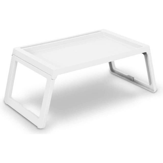 (White) BAMBOO Laptop Bed Foldable Table Tray Notebook Phone Stand & Reading Holder