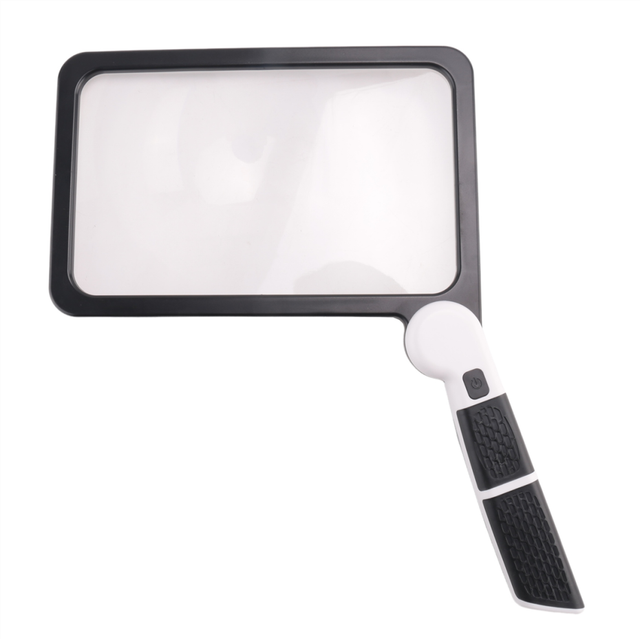 Full-Page 5X Magnifying Glass for Reading, Folding Lighted Magnifier with 48 LED Lights, Rectangular Handhold